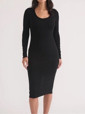 Marine Layer Lexi Midi Long Sleeve Ribbed Dress Sz S